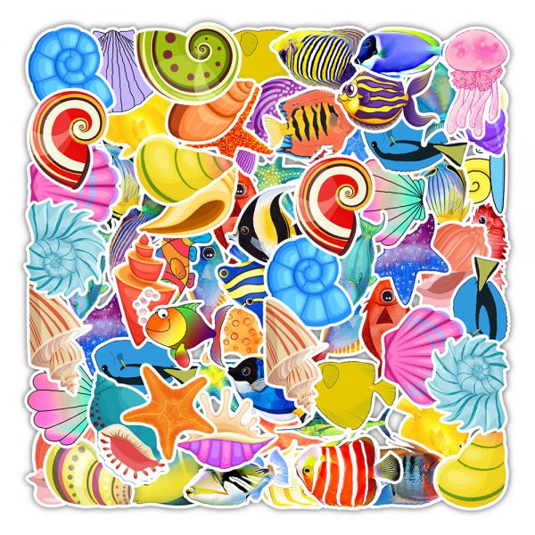 50 pieces of marine biological stickers balance car helmet wall refrigerator decoration stickers wholesale customized