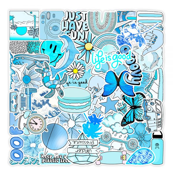 50 cute cartoon new style blue notebook skateboard water cup graffiti decoration sticker wholesale