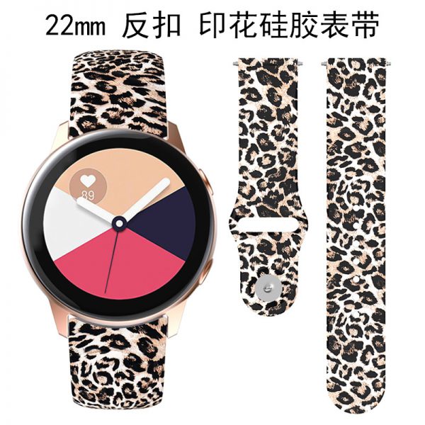 Applicable to Samsung active2 reverse buckle silicone printing strap 20/22mm Huawei GT millet ls0205 strap