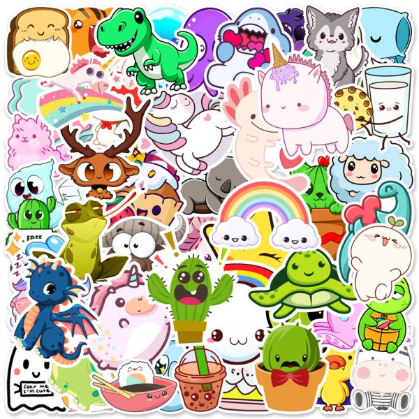 50 cute cartoon notebook skateboard water cup car trunk graffiti decoration sticker wholesale