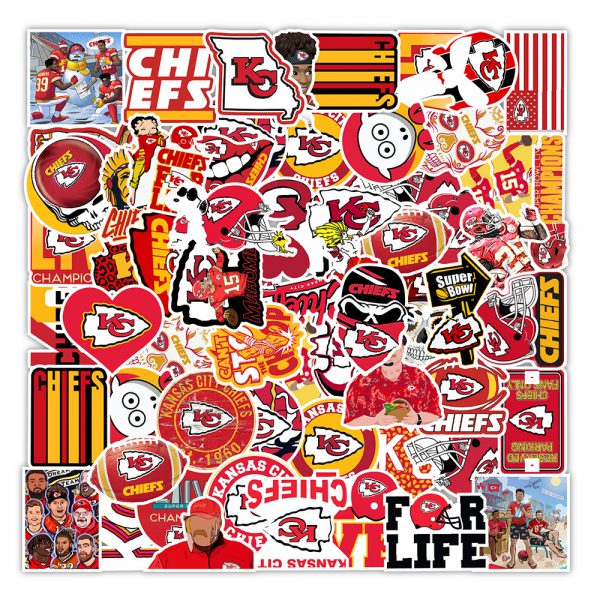 50 Kansas City Chiefs Rugby graffiti stickers motorcycle skateboard street decoration stickers wholesale customized