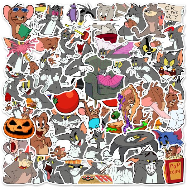 520 pieces of animation American drama Tom and Jerry notebook skateboard car trunk graffiti decoration stickers wholesale