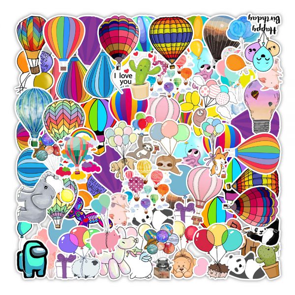 50 balloon graffiti stickers balance car skateboard computer refrigerator decoration stickers wholesale customized