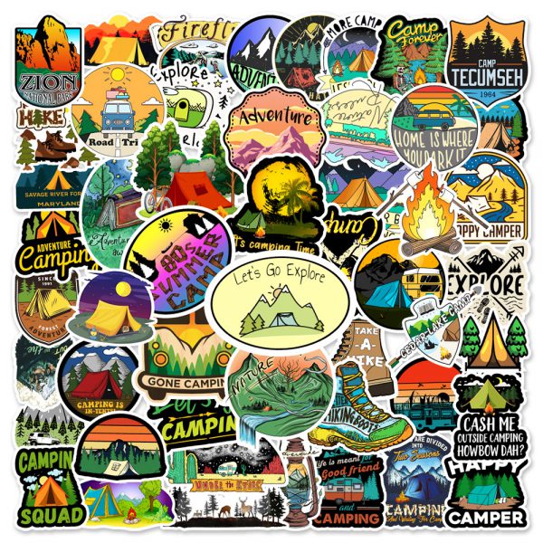 50 outdoor scenery camping 1 notebook suitcase water cup graffiti decoration sticker wholesale