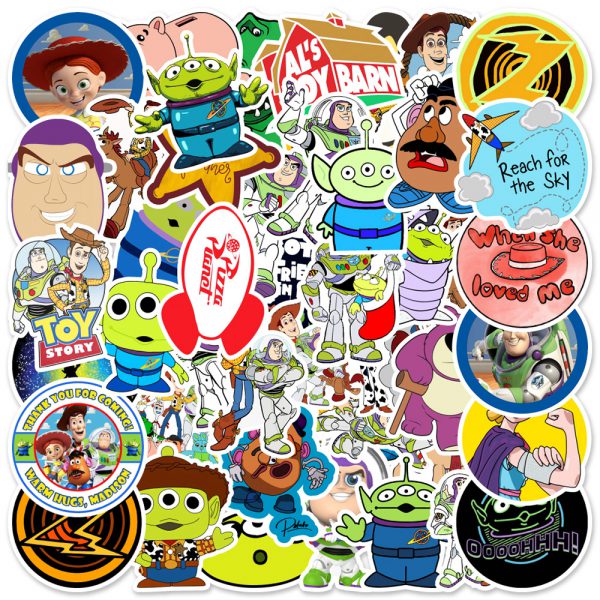 50 cartoon cute toys story notebook suitcase skateboard water cup graffiti decoration sticker wholesale