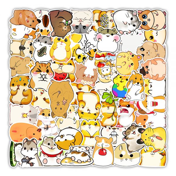 50 cute hamster graffiti stickers skateboard car refrigerator wall decoration stickers wholesale customized