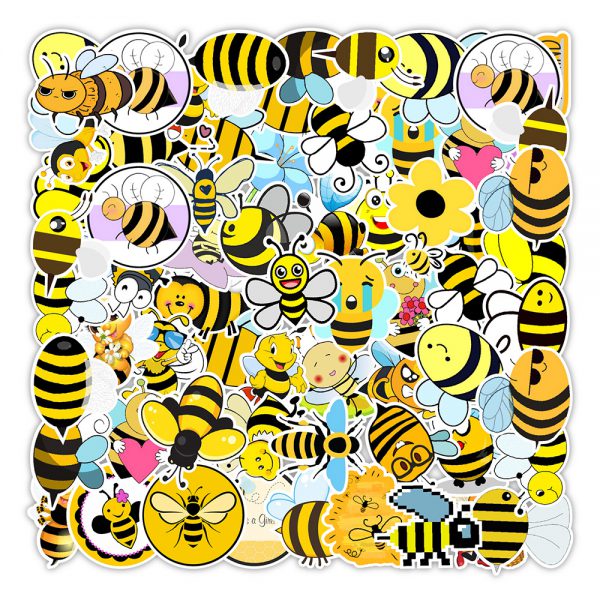 50 cute Bee graffiti stickers skateboard refrigerator mobile phone kettle decoration stickers wholesale customized