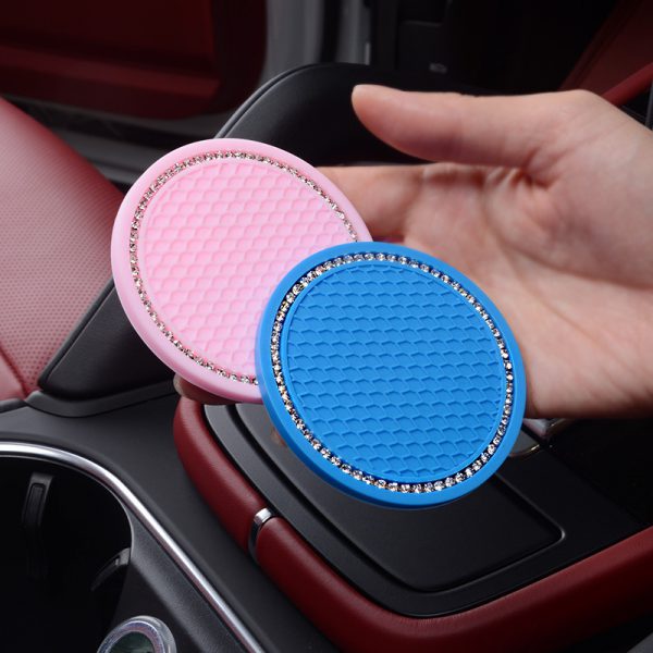 Cross border e-commerce hot selling car mounted water cup pad with drill car water cup pad with drill soft rubber car cup pad model general