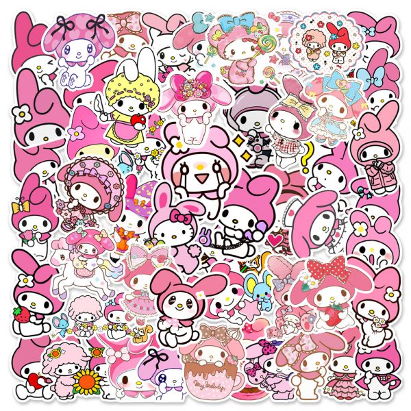 50 cute cartoon melody suitcase skateboard notebook water cup graffiti decorative stickers wholesale